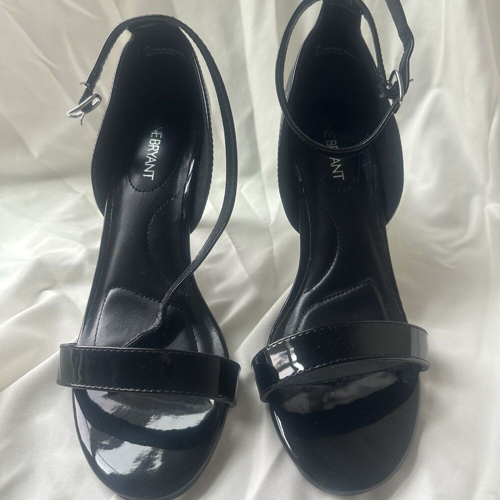 Black Lane Bryant Strappy Sandal Heels Size 8W